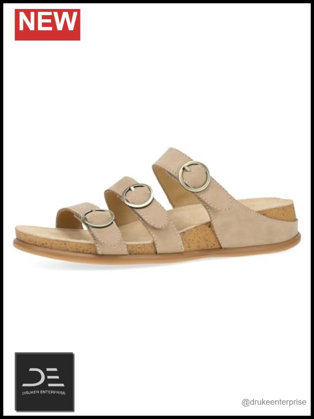 Leather Slide Sandals with Hook & Loop Closure Women's Wedge